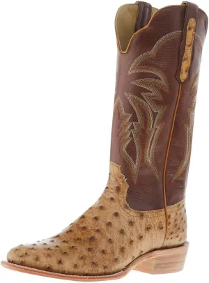 Men's Antique Saddle Full Quill Ostrich Round Toe 13in Sunset Tan Top