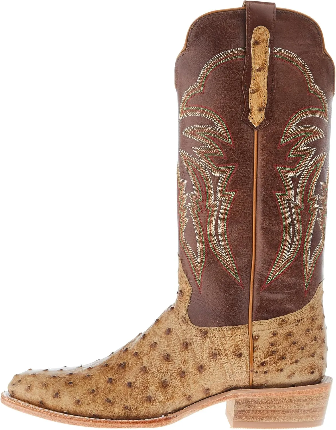 Men's Antique Saddle Full Quill Ostrich Round Toe 13in Sunset Tan Top