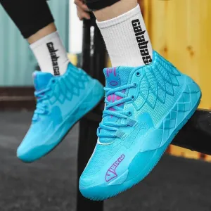 Men's Basketball Shoes with Breathable Mesh Shock-Absorbing Anti Slip Wear-Resistant Casual Fashionable Sports Training Boots