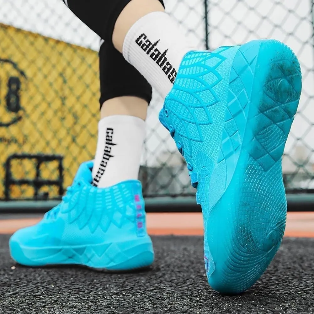 Men's Basketball Shoes with Breathable Mesh Shock-Absorbing Anti Slip Wear-Resistant Casual Fashionable Sports Training Boots
