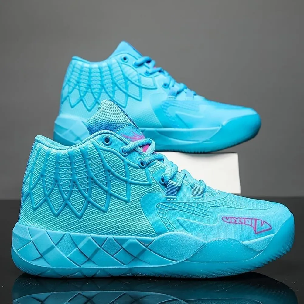 Men's Basketball Shoes with Breathable Mesh Shock-Absorbing Anti Slip Wear-Resistant Casual Fashionable Sports Training Boots