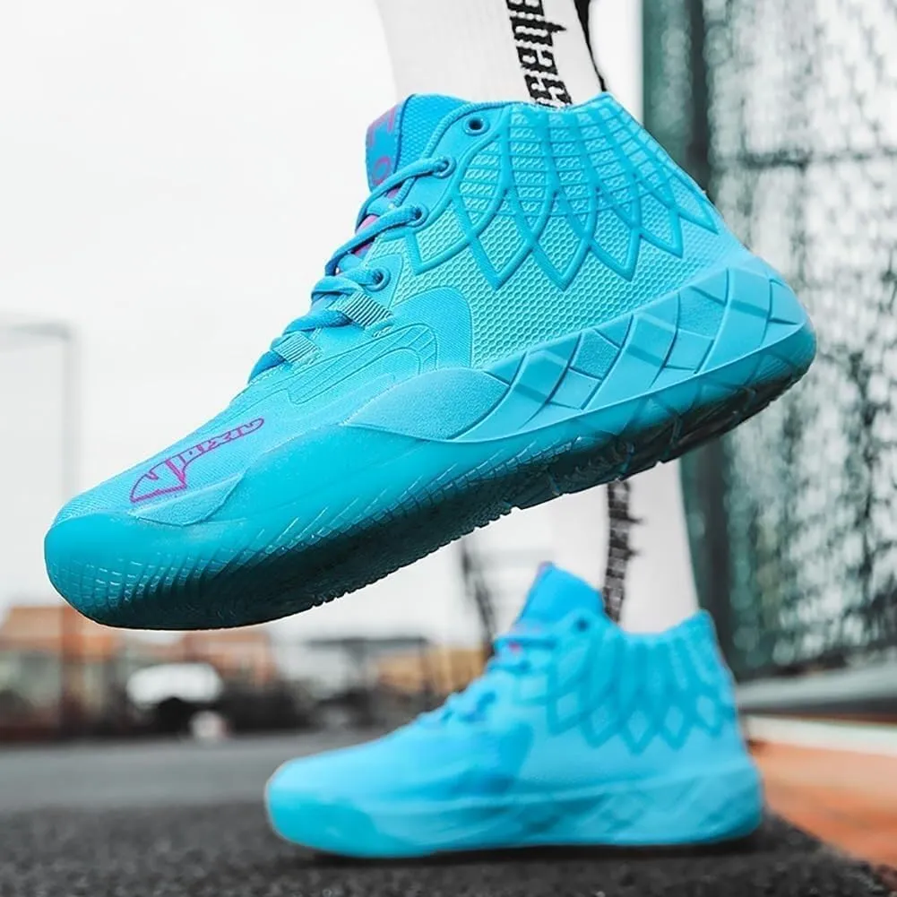 Men's Basketball Shoes with Breathable Mesh Shock-Absorbing Anti Slip Wear-Resistant Casual Fashionable Sports Training Boots