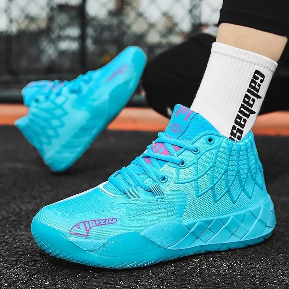 Men's Basketball Shoes with Breathable Mesh Shock-Absorbing Anti Slip Wear-Resistant Casual Fashionable Sports Training Boots