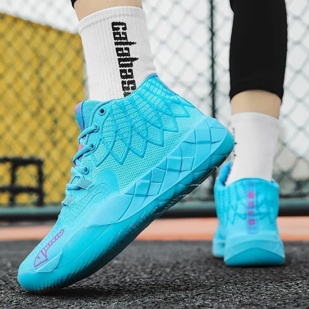 Men's Basketball Shoes with Breathable Mesh Shock-Absorbing Anti Slip Wear-Resistant Casual Fashionable Sports Training Boots