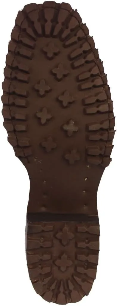 Mens Brown Leather Motorcycle Boots Crocodile Back Print Square Toe