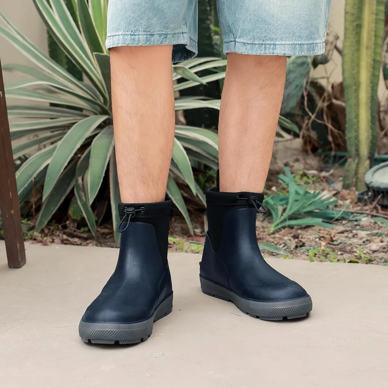 Men's Deck Boots,Ankle Rubber Rain boots Waterproof Anti-Slip Waterproof Shoes, Fishing Boating Boots Water Work Shoes for Men