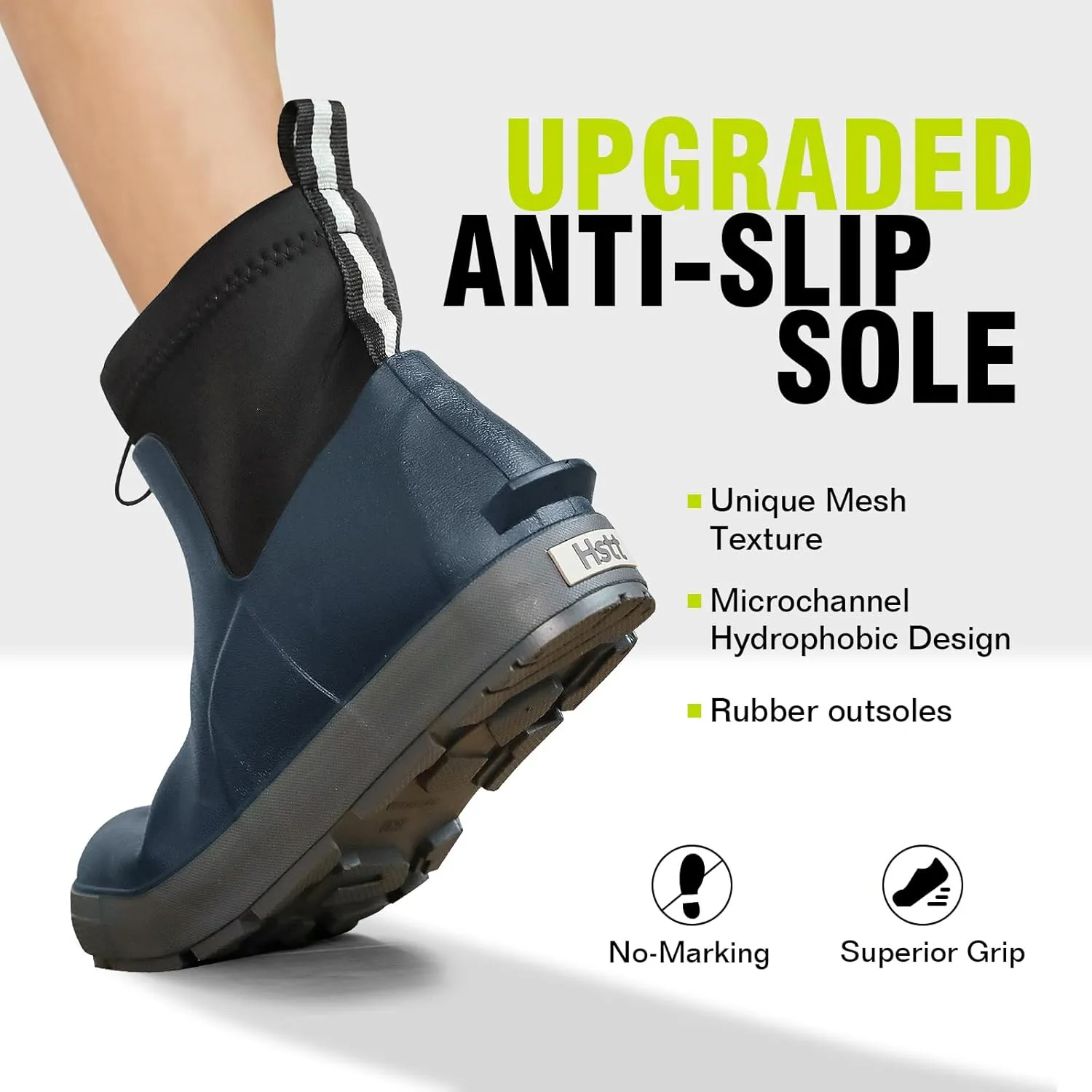 Men's Deck Boots,Ankle Rubber Rain boots Waterproof Anti-Slip Waterproof Shoes, Fishing Boating Boots Water Work Shoes for Men