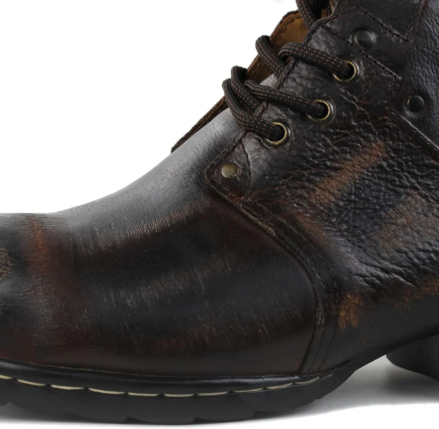 Men's Grippy Black Iron Piece Toe-tipped Design Chukka Boots Lace-up Motorcycle Casual Leather Dress Ankle Boot for Men Fashion 6015-3-A-R