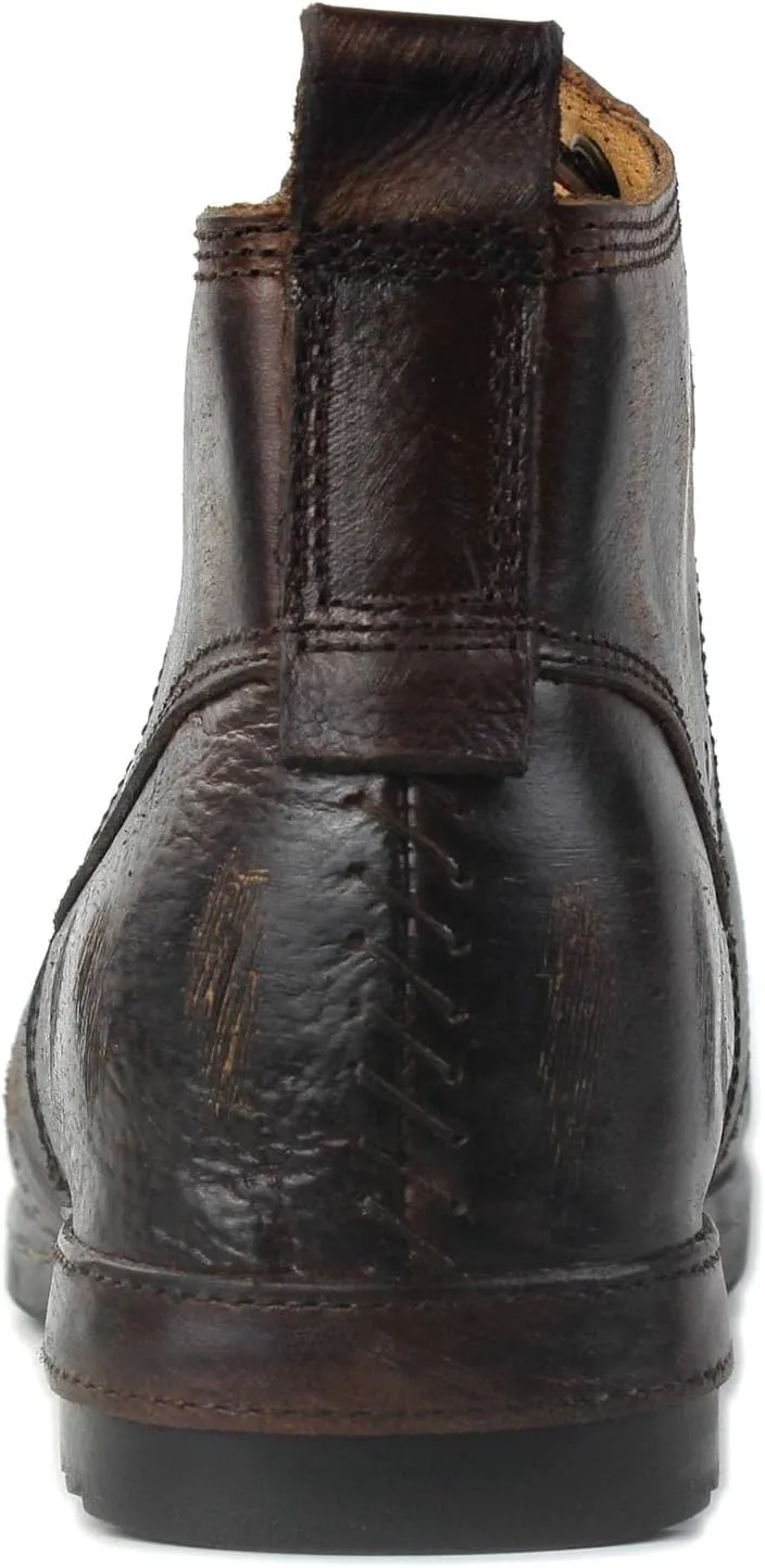 Men's Grippy Black Iron Piece Toe-tipped Design Chukka Boots Lace-up Motorcycle Casual Leather Dress Ankle Boot for Men Fashion 6015-3-A-R