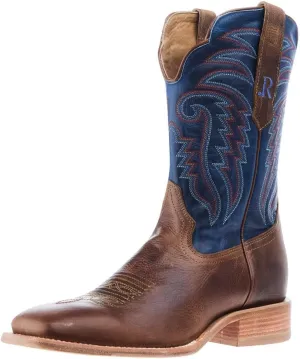 Men`s Honey Cowhide 11In Electric Blue Top Cowboy Boot