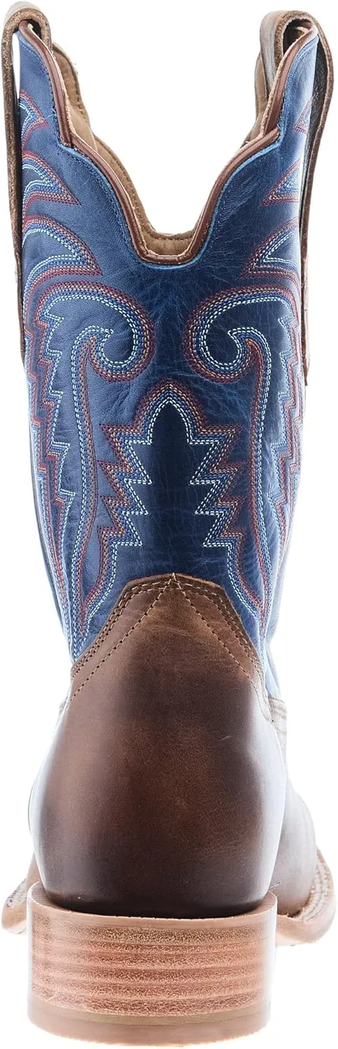 Men`s Honey Cowhide 11In Electric Blue Top Cowboy Boot