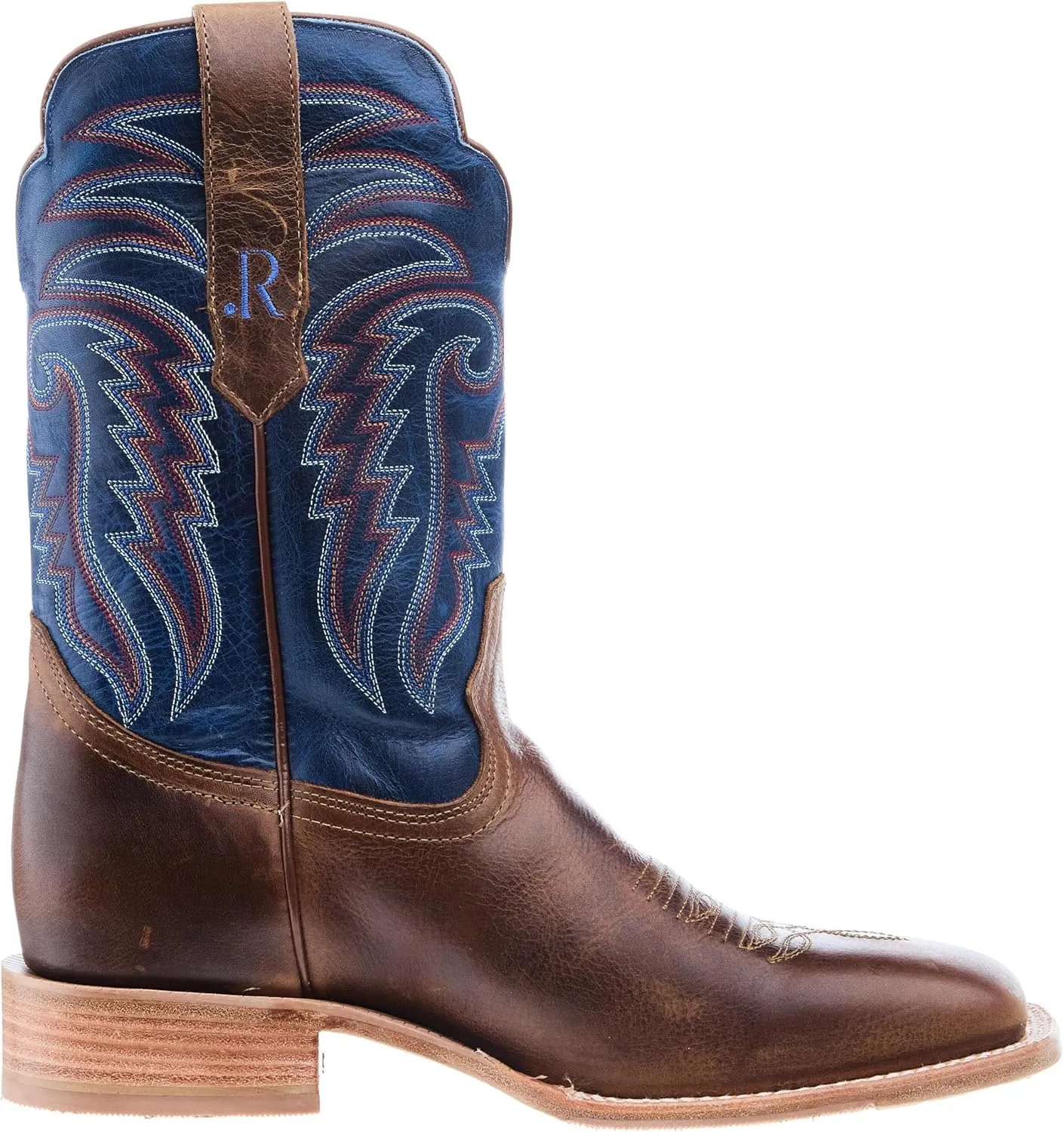 Men`s Honey Cowhide 11In Electric Blue Top Cowboy Boot