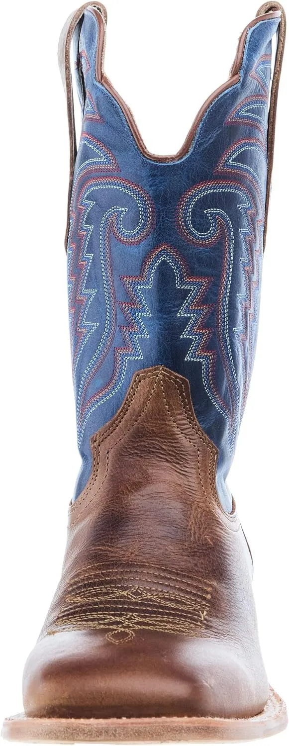 Men`s Honey Cowhide 11In Electric Blue Top Cowboy Boot