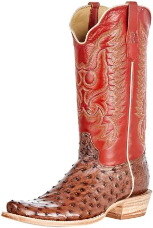Men's Kango Tobac Full Quill Ostrich 13" Indian Orange Top Boots
