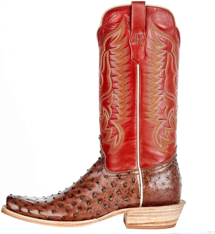 Men's Kango Tobac Full Quill Ostrich 13" Indian Orange Top Boots