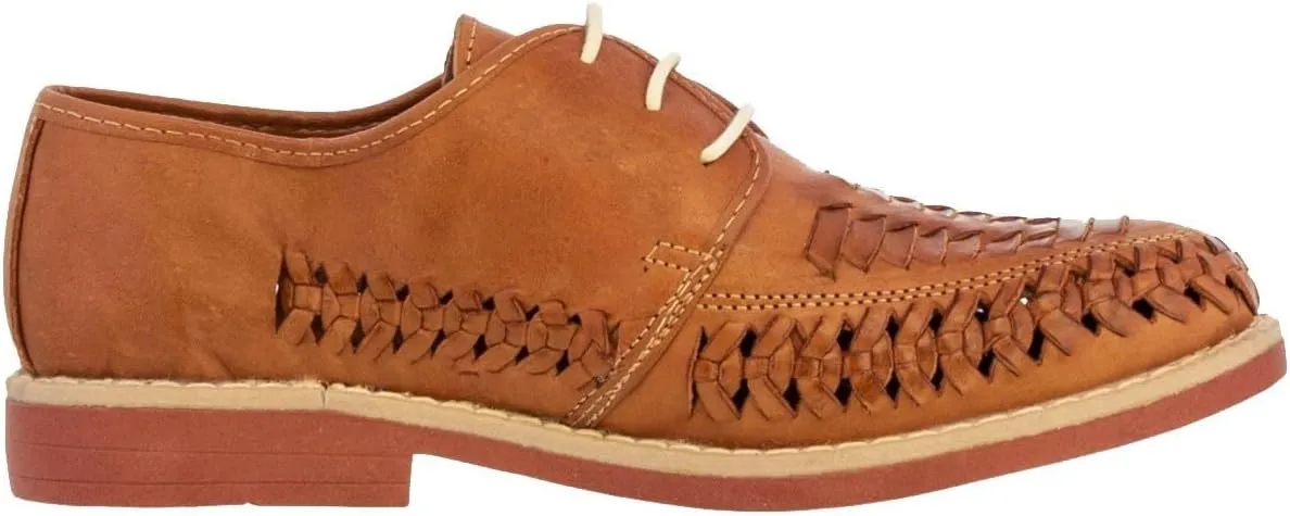 Men's Light Brown Authentic Mexican Laced Huaraches Lace Up Sandals Closed Toe