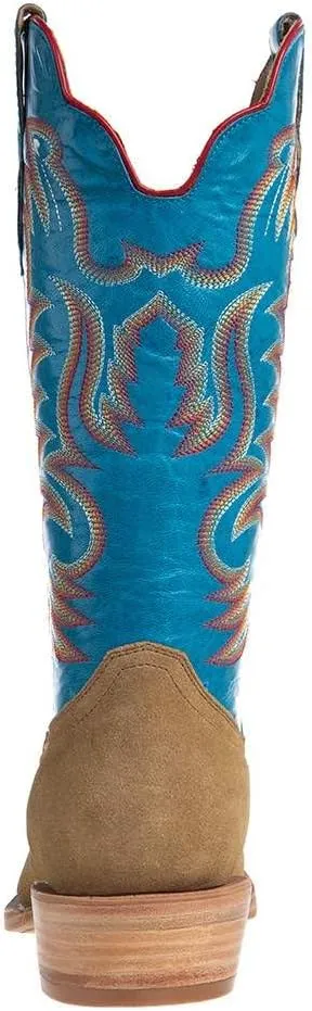 Mens R Watson Sand Roughout 13 Marine Blue Cowhide Top Cutter Toe Cowboy Boots