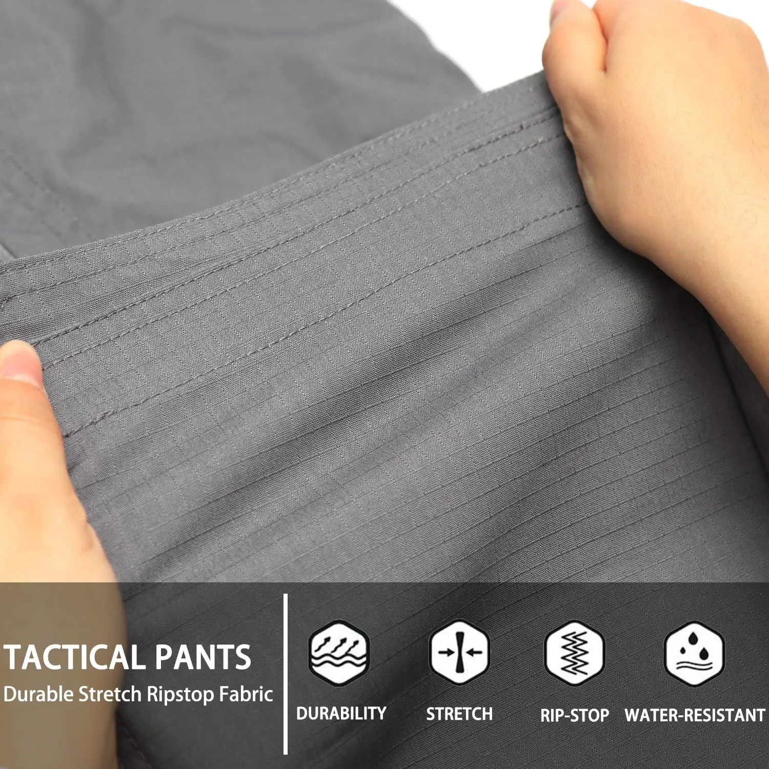 Men's Ripstop Tactical Pants Water Resistant Stretch Cargo Pants Lightweight EDC Hiking Work Pants