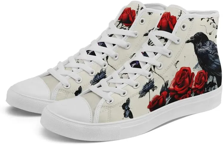 Men's Skull Canvas High Top Shoes Classic Fashion High Top Sneakers Unisex Casual Lace Up Tennis Shoes