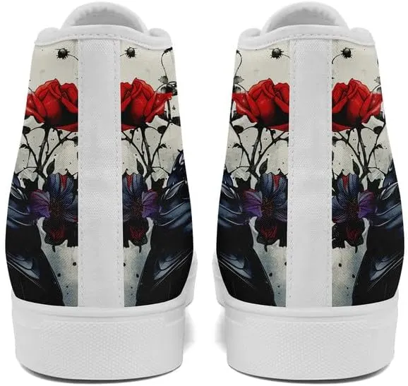 Men's Skull Canvas High Top Shoes Classic Fashion High Top Sneakers Unisex Casual Lace Up Tennis Shoes