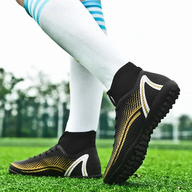 Men's Soccer Shoes Outdoor Turf Indoor Soccer Training Sneaker Professional High-Top Athletic Football Boots Breathable Cleats Lace-Up Non-Slip Spikes AG/FG Boots
