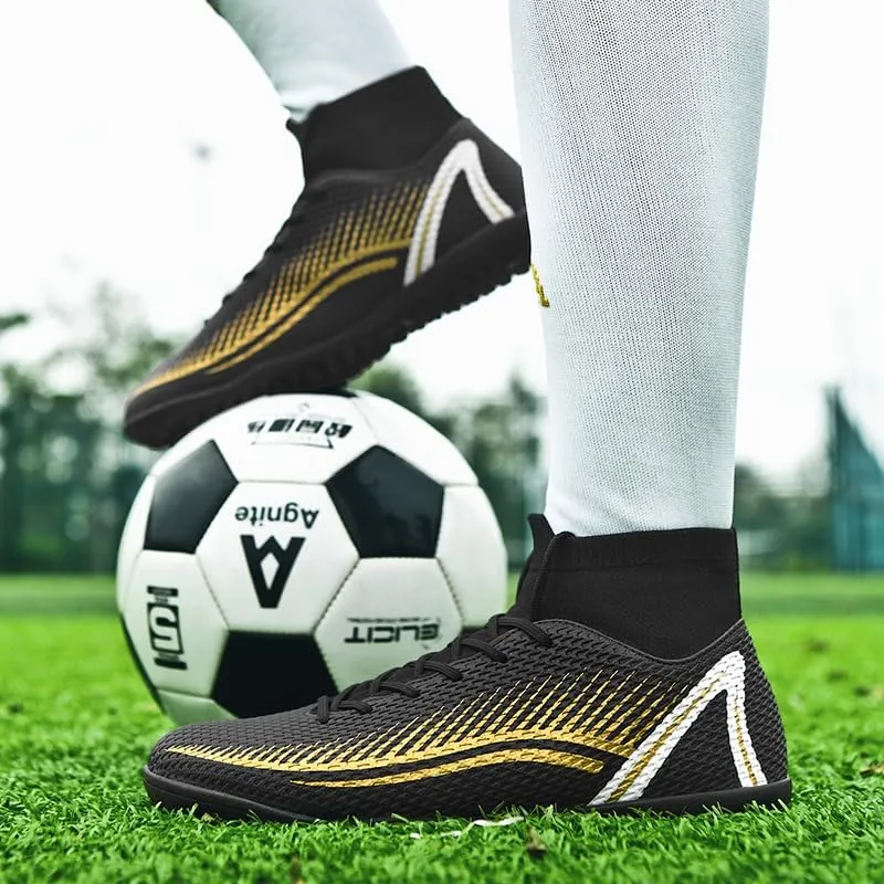 Men's Soccer Shoes Outdoor Turf Indoor Soccer Training Sneaker Professional High-Top Athletic Football Boots Breathable Cleats Lace-Up Non-Slip Spikes AG/FG Boots