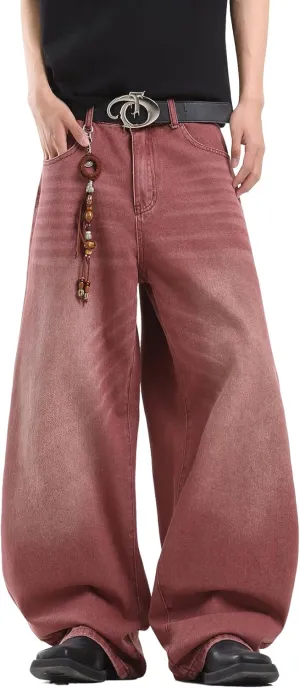 Mens Streetwear Hip Hop Baggy Jeans Wide Leg Skater Denim Pants Loose Long Trousers