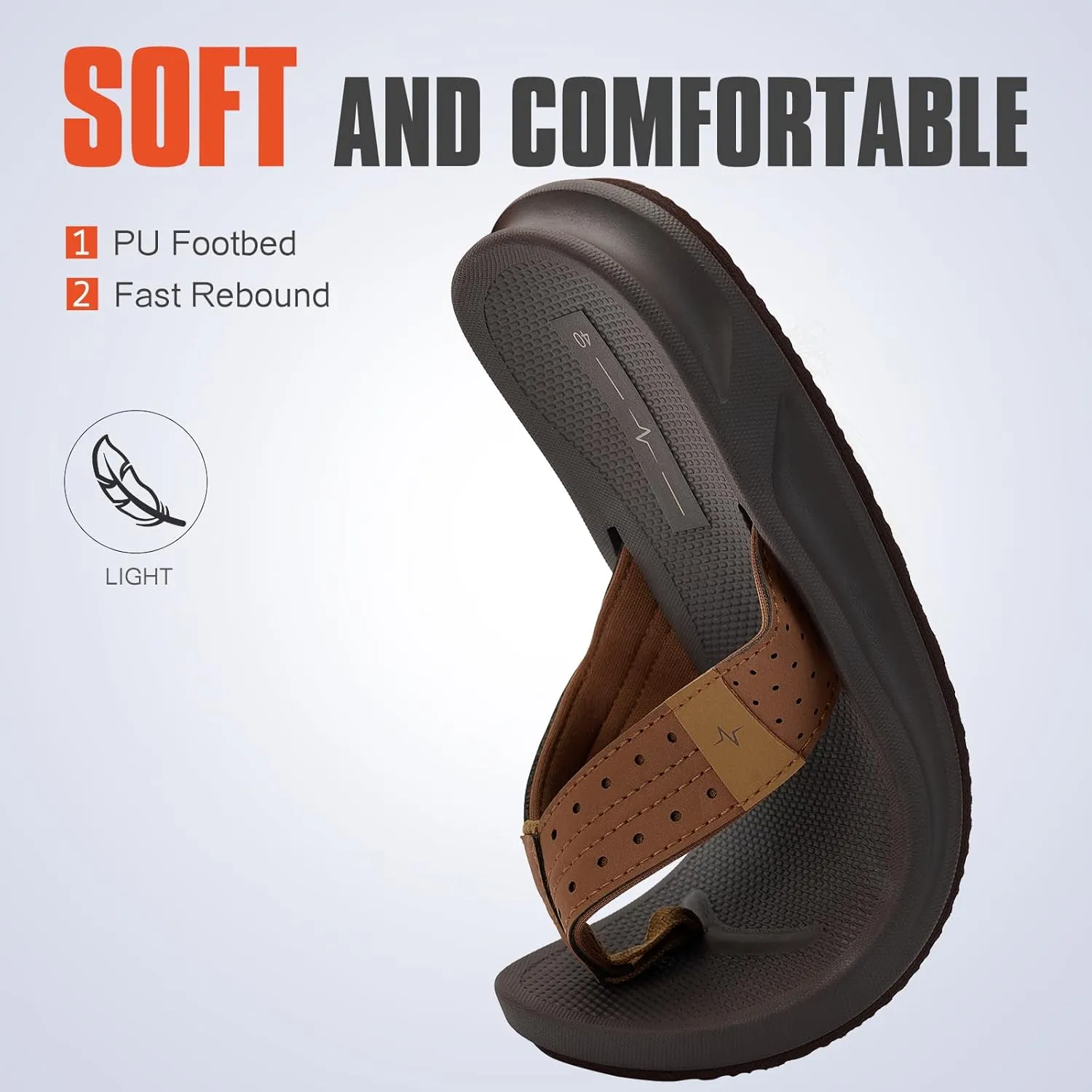 Men's Ultra Soft Cushion Flip Flops with Arch Support, Quick Dry Thong Sandals for Indoor & Outdoor Comfort