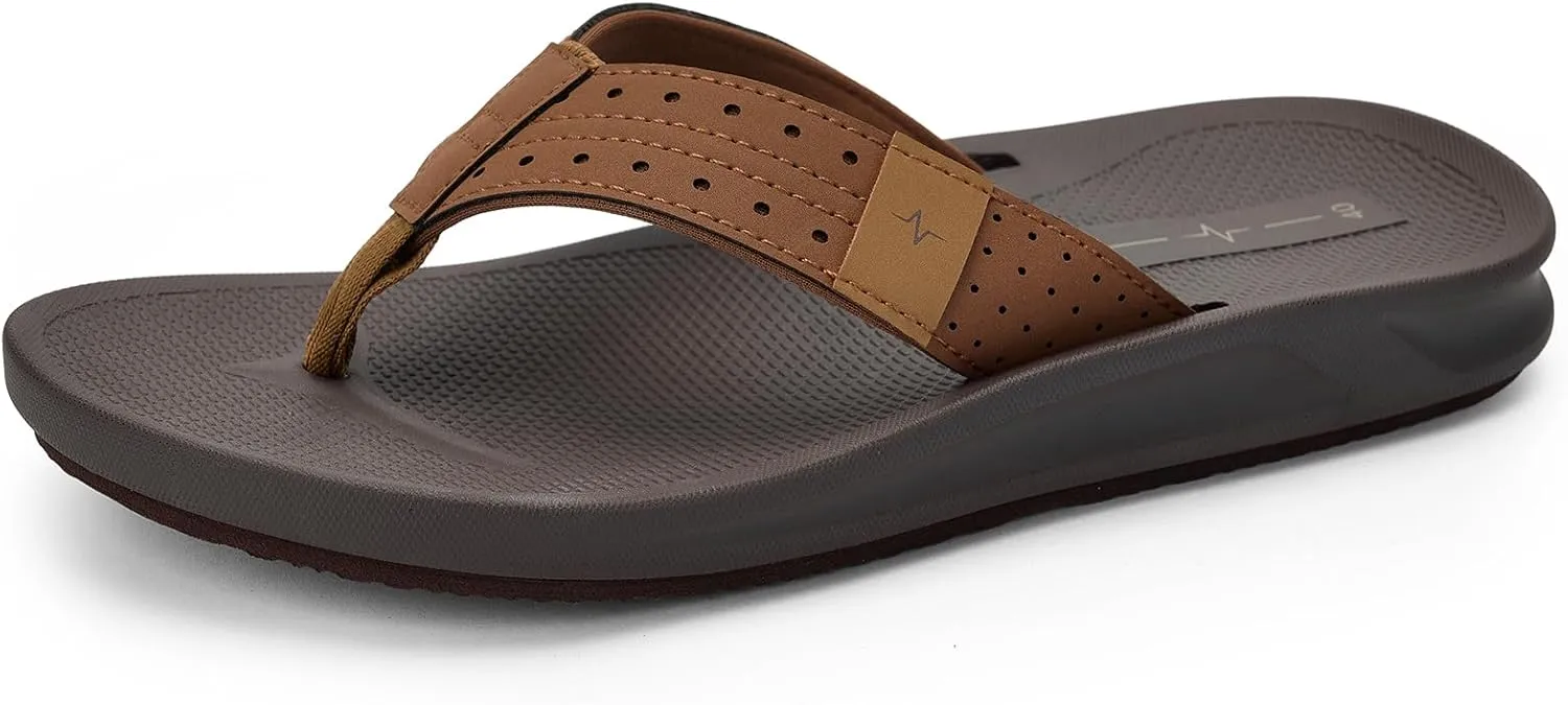 Men's Ultra Soft Cushion Flip Flops with Arch Support, Quick Dry Thong Sandals for Indoor & Outdoor Comfort