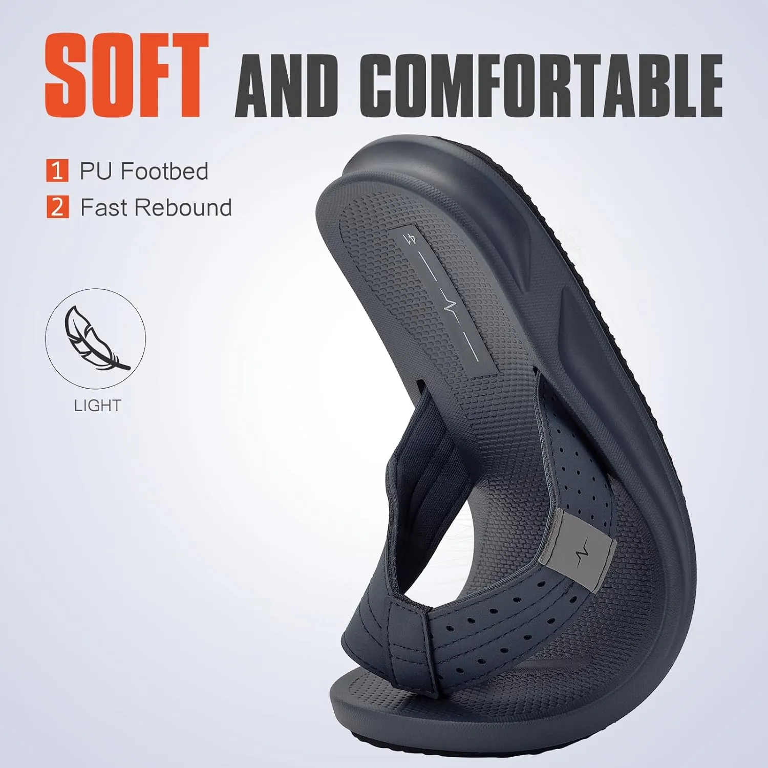 Men's Ultra Soft Cushion Flip Flops with Arch Support, Quick Dry Thong Sandals for Indoor & Outdoor Comfort
