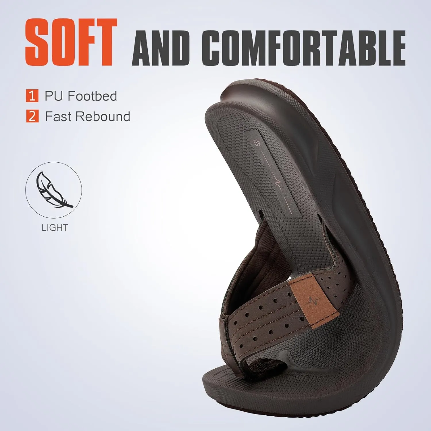 Men's Ultra Soft Cushion Flip Flops with Arch Support, Quick Dry Thong Sandals for Indoor & Outdoor Comfort