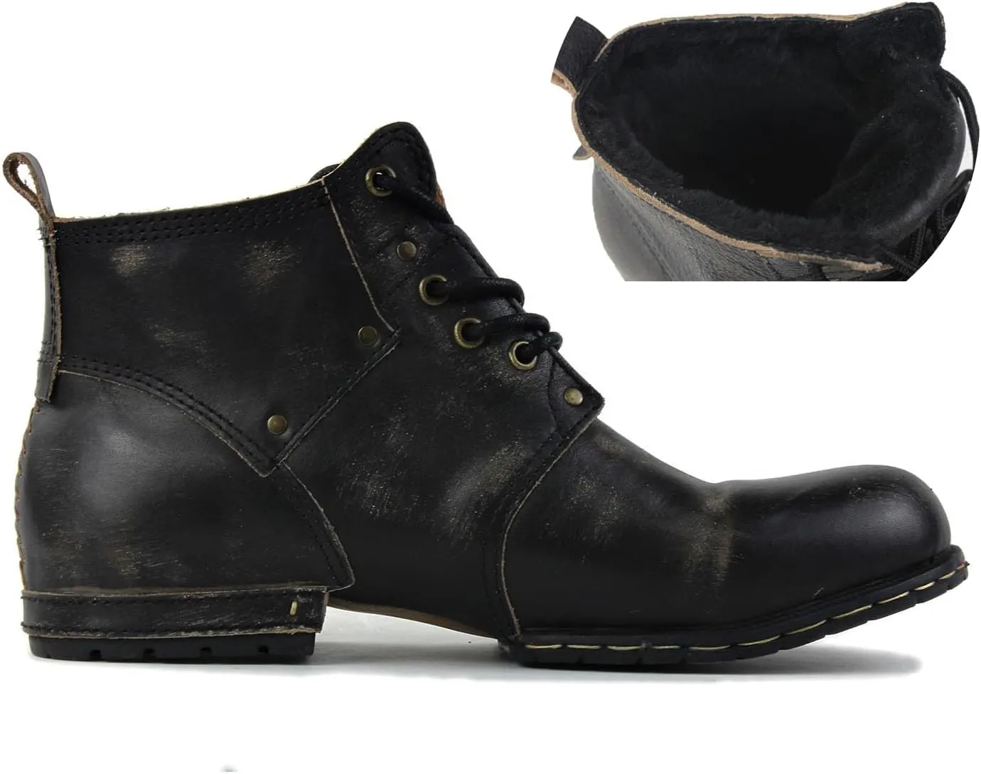 Men's Vintage Brown Chukka Boots Lace-up Motorcycle Casual Leather Dress Ankle Boot for Men Fashion CD-6015-2-Vintage Brown