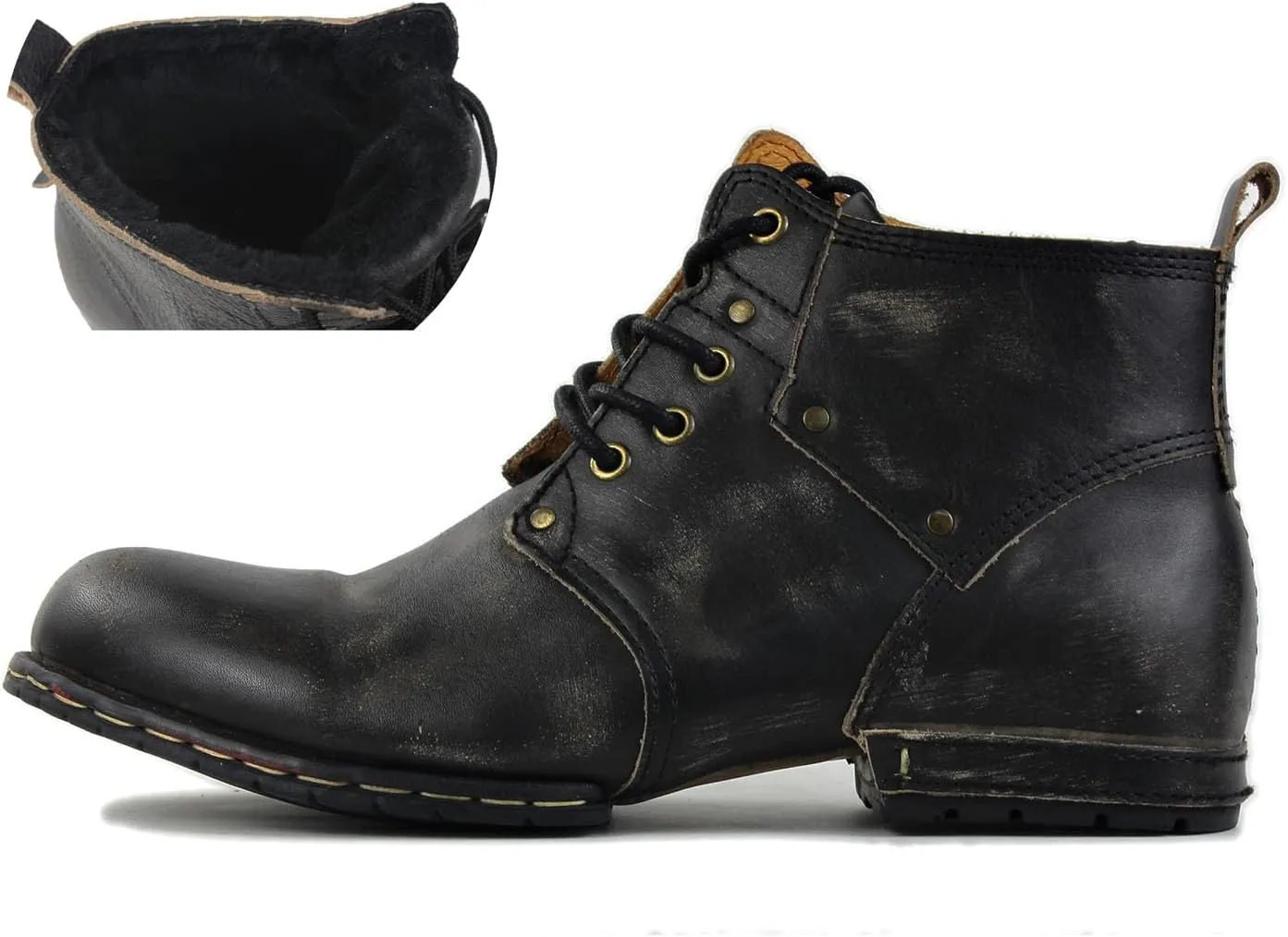 Men's Vintage Brown Chukka Boots Lace-up Motorcycle Casual Leather Dress Ankle Boot for Men Fashion CD-6015-2-Vintage Brown