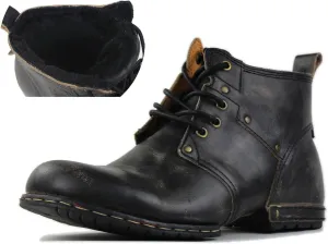 Men's Vintage Brown Chukka Boots Lace-up Motorcycle Casual Leather Dress Ankle Boot for Men Fashion CD-6015-2-Vintage Brown