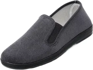 Men's Vintage Casual Corduroy Sneakers Solid Color Breathable Canvas Lazy Shoes Slip-On for Summer