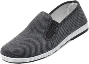 Men's Vintage Casual Corduroy Sneakers Solid Color Breathable Canvas Lazy Shoes Slip-On for Summer