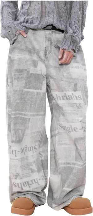 Men's Y2K Jeans Hip Hop Baggy Denim Pants Spiderweb Graphic Jeans Goth Denim Joggers Streetwear