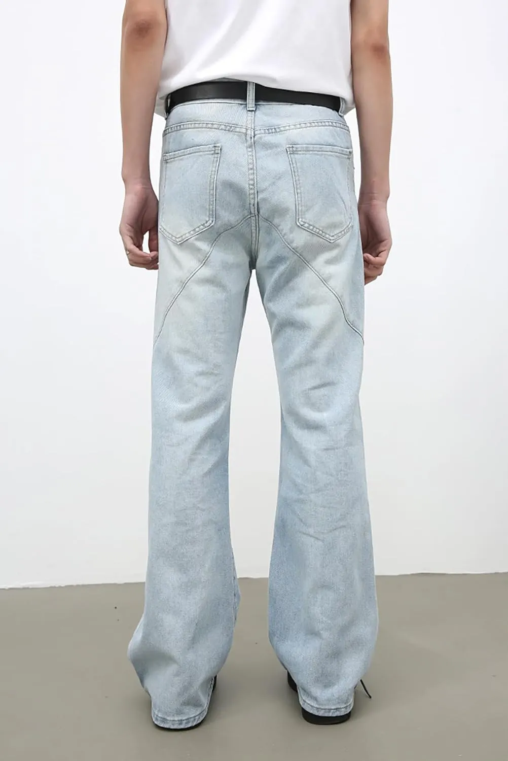 Mens Y2K Wide Leg Jeans Mid Rise Baggy Hip Hop Skater Jeans Vintage Casual Straight Leg Flared Denim Pants Streetwear