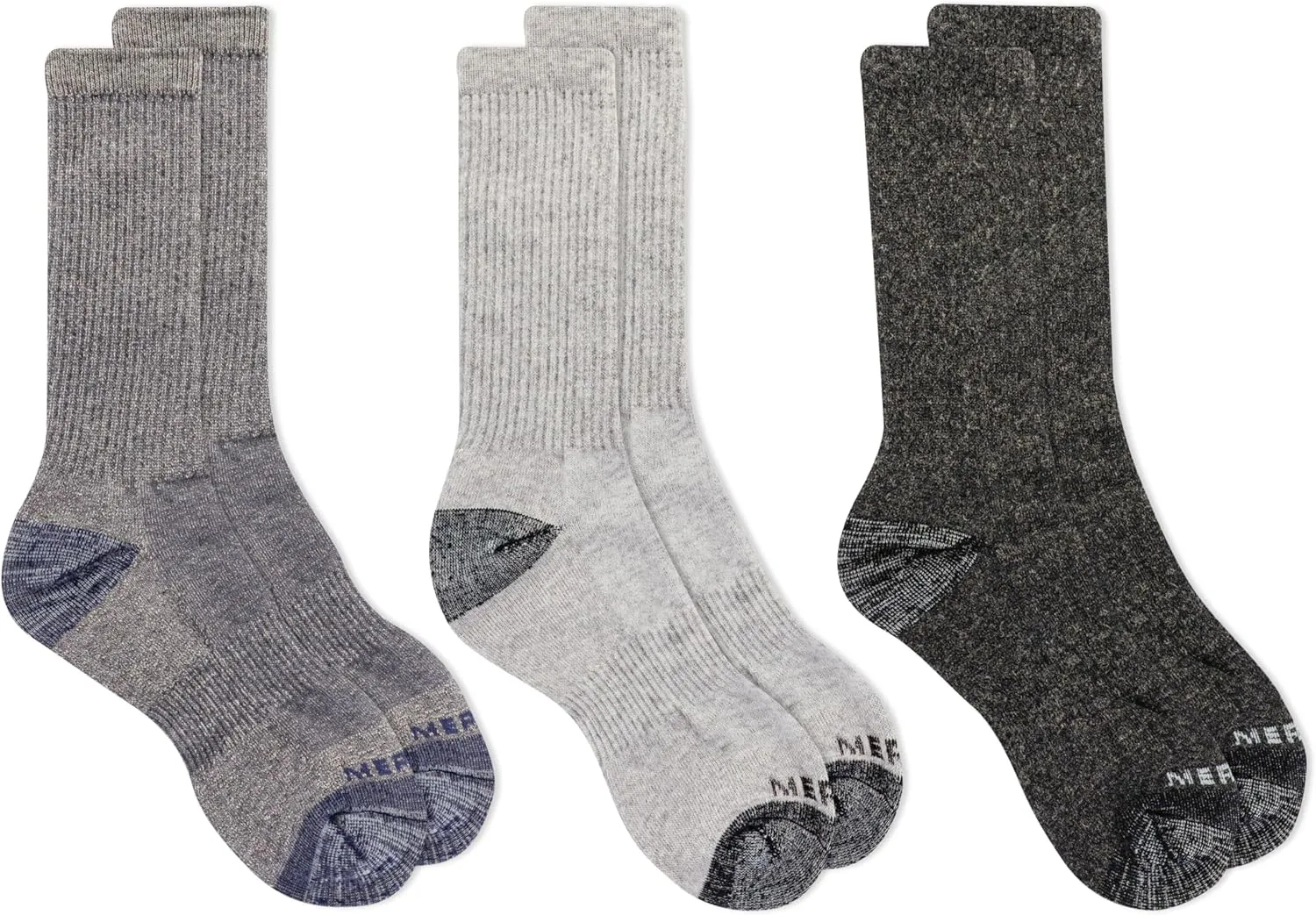 Merrell Unisex Adult Wool Everyday Hiking Crew Socks - 3 & 6 Pairs - Cushioned Moisture Wicking