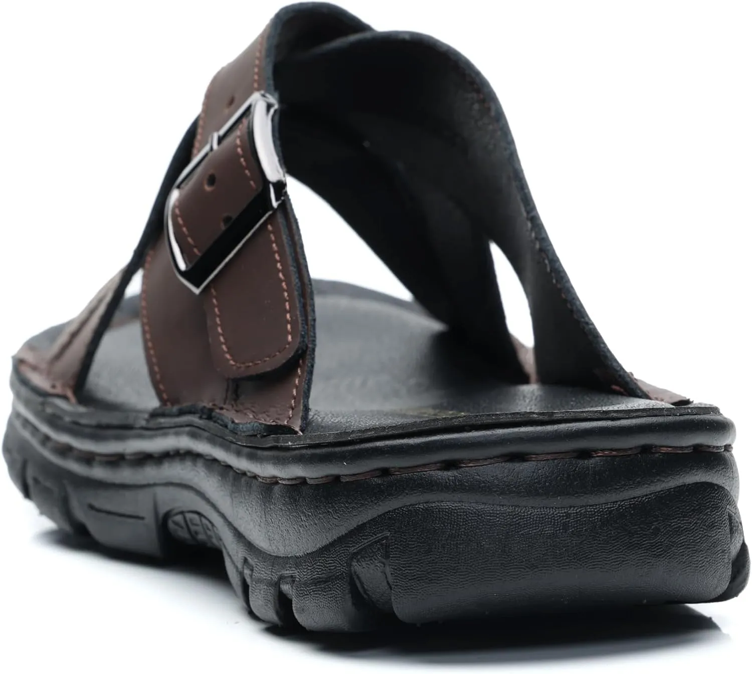 MGGMOKAY Mens Leather Slides Summer Leather Slipper Anti-Slip Comfortable Outdoor Sandals with Adjustable Strap