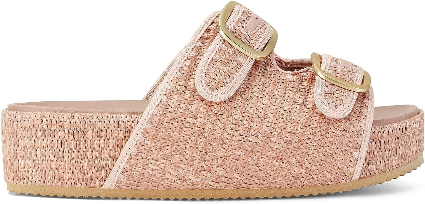 MICIFA Platform Sandals for Women Espadrille Wedges Summer Beach Sandals Comfortable Cute Woven Straw Crochet Sandals Shoes Casual Adjustable Double Buckle Strap Sandals
