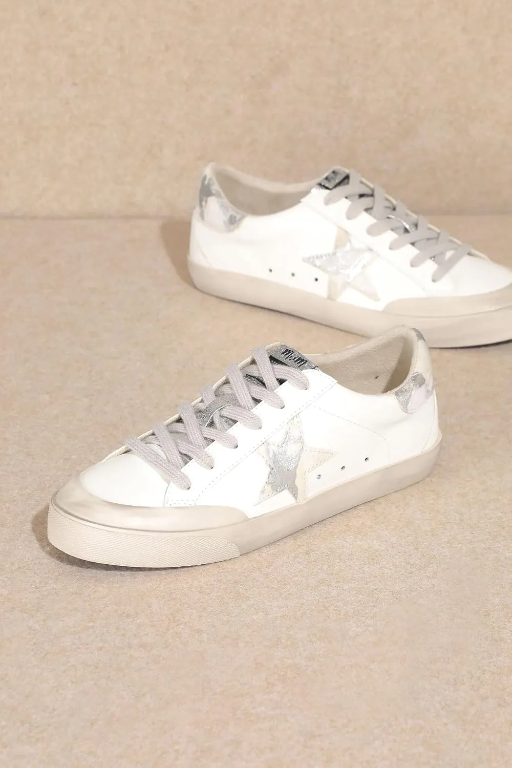 Mi.iM Sadie Rubber Sole Lace-up Leather Star Sneakers