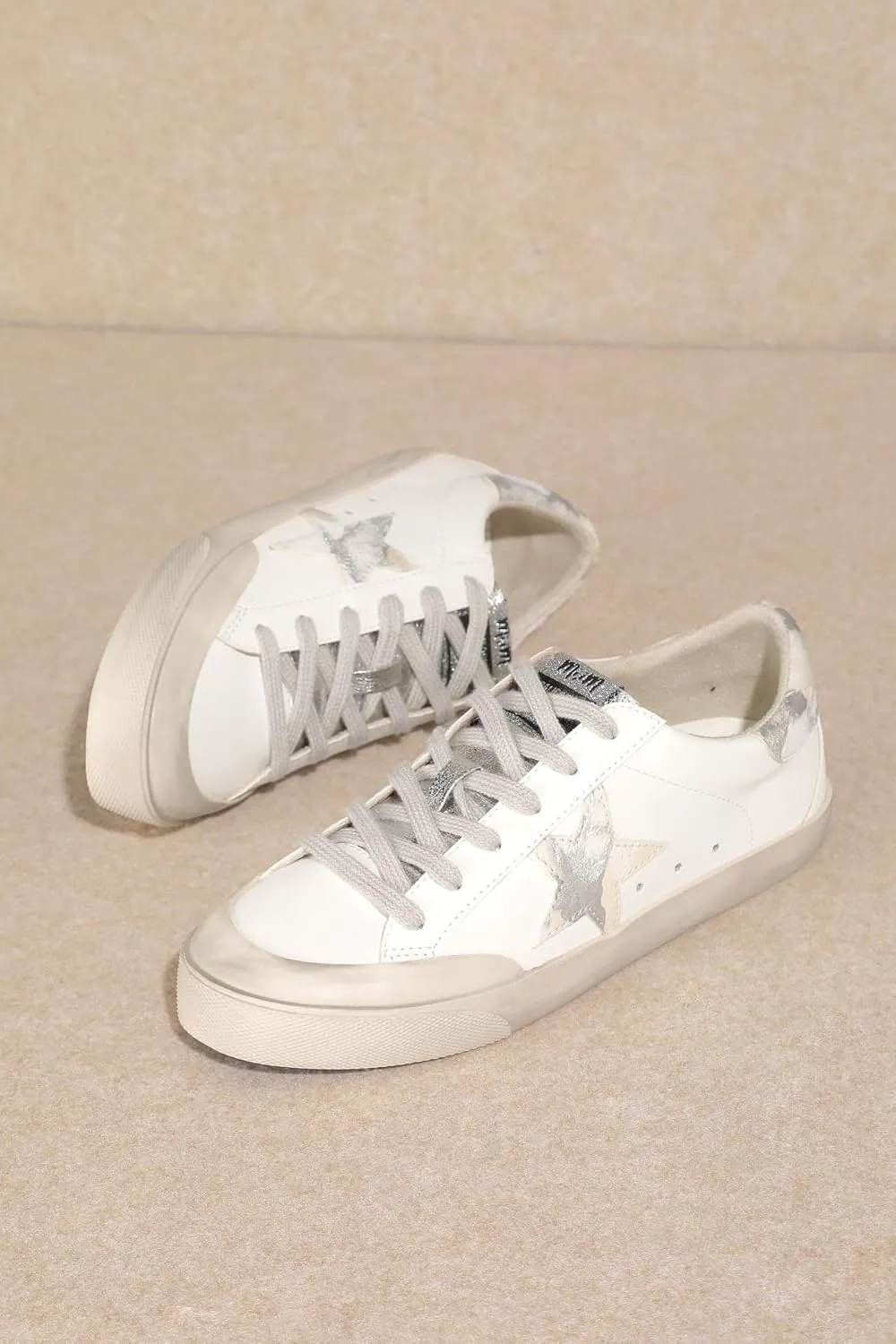Mi.iM Sadie Rubber Sole Lace-up Leather Star Sneakers