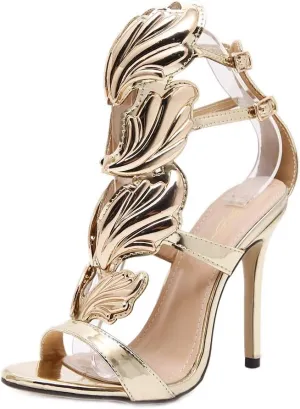 MIOKE Women's Stilettos High Heel Sexy Peep Toe Sandals Gladiator Buckle Ankle Strap Dress Party Pumps