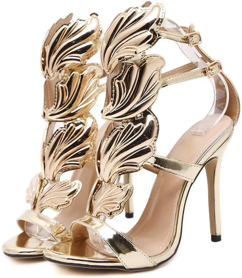 MIOKE Women's Stilettos High Heel Sexy Peep Toe Sandals Gladiator Buckle Ankle Strap Dress Party Pumps