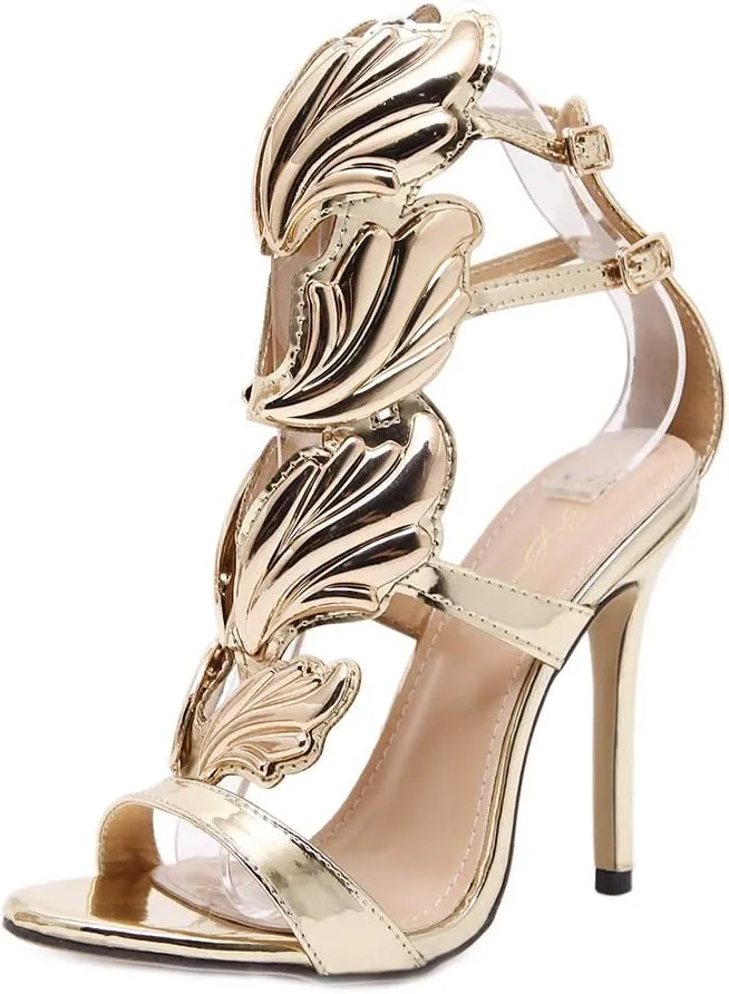 MIOKE Women's Stilettos High Heel Sexy Peep Toe Sandals Gladiator Buckle Ankle Strap Dress Party Pumps