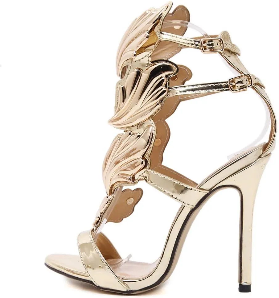 MIOKE Women's Stilettos High Heel Sexy Peep Toe Sandals Gladiator Buckle Ankle Strap Dress Party Pumps