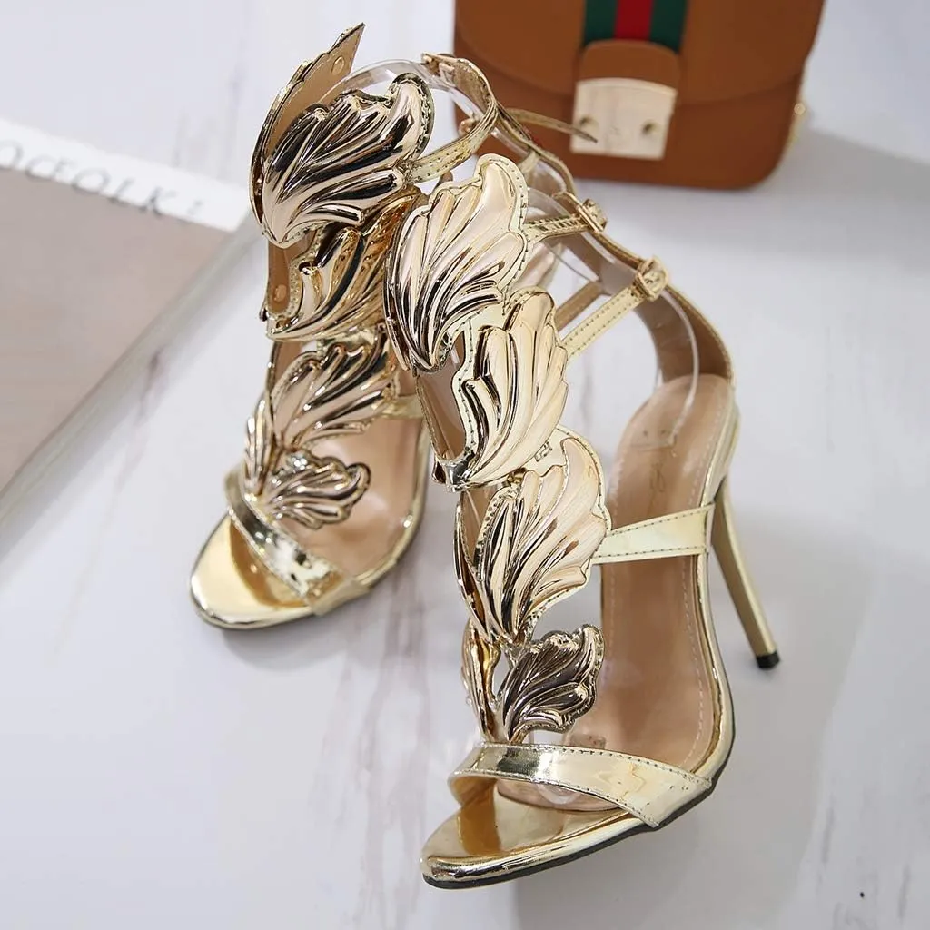 MIOKE Women's Stilettos High Heel Sexy Peep Toe Sandals Gladiator Buckle Ankle Strap Dress Party Pumps
