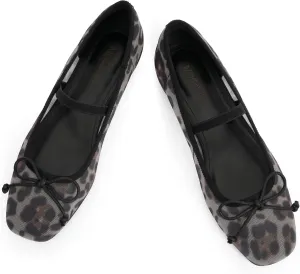 Modatope Ballet Mary Jane Flats Shoes with Strap Closed Square Toe Slip on Bowknot Bow Ballerina Flats for Women Dressy