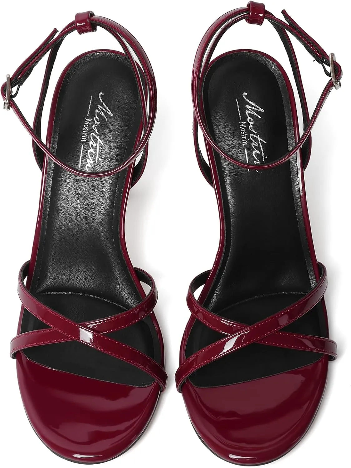 Mostrin Strappy Heels for Women Lace Up Ankle Strap Round Open Toe Stiletto High Heels Women's Heeled Sandals for Prom, Party, Daily
